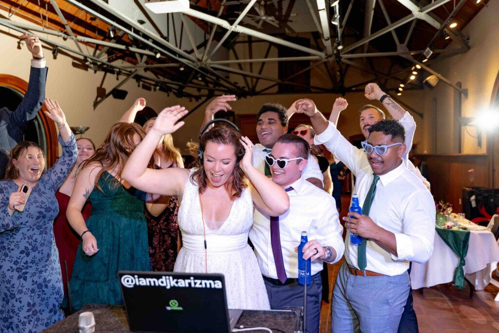 Wedding reception with uplighting and monogram projection by DJ Karizma Entertainment in Norfolk